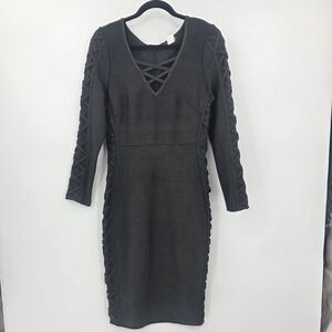 VENUS Women's Small LACI Body Con Bandage Long Sleeve Dress Crisscross Design